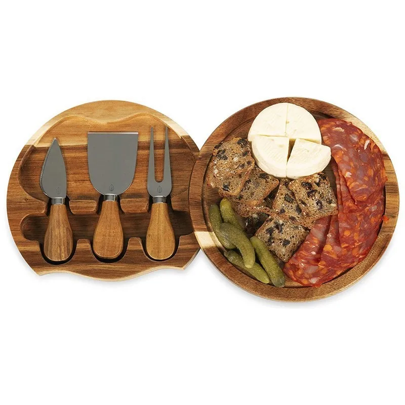 High Quality Wooden Cheese Board Pizza tray Round Western Steak Tray Rotating Cheese  Board