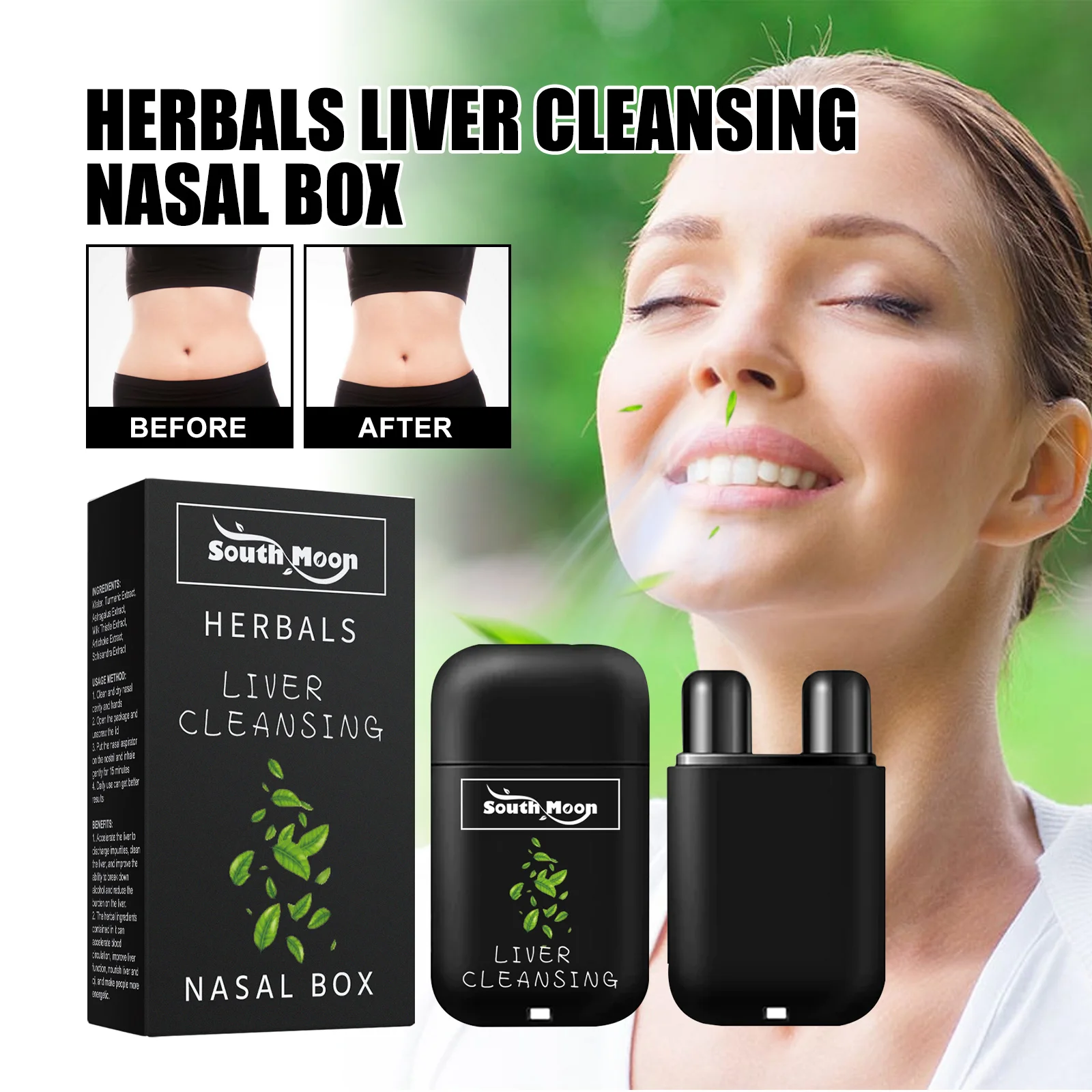 Herbal Liver Cleansing Nasal Box Relieve Congestion Improve Breathing Remove Body Toxins Lung Inhaler