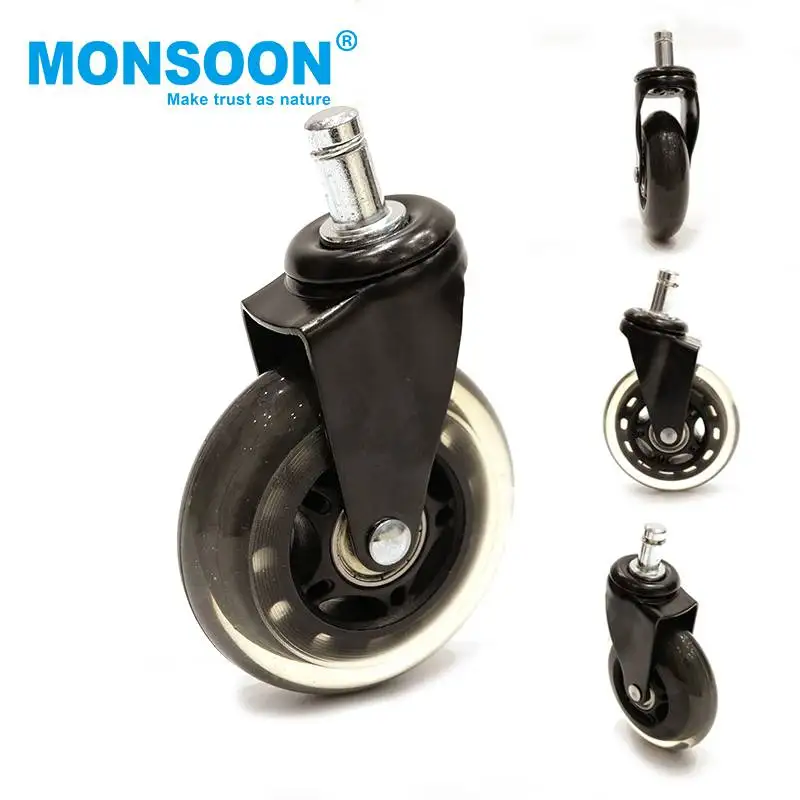 Pvc furniture chair nylon swivel 50mm pu caster wheels furniture plastic office chair caster caster wheel For School Trolley