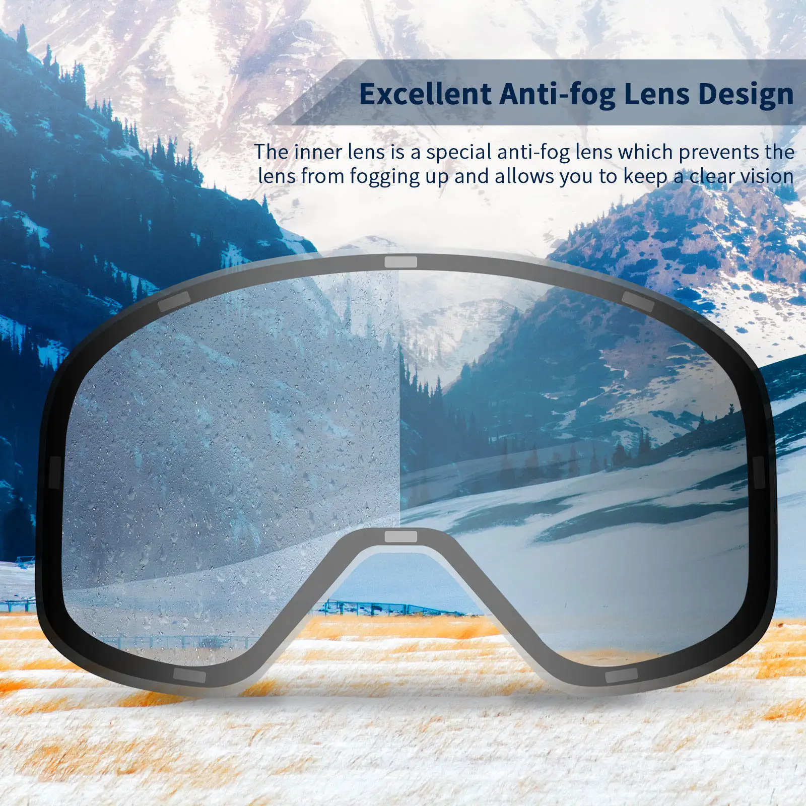 UV400 Ski Sports Glasses With Customizable Logo Double Sided Anti Fog And Anti Ultraviolet Ski Goggles For Men And Women