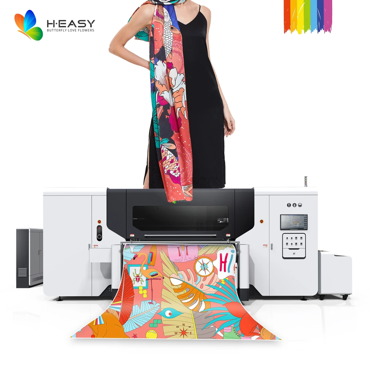 High Production Digital Textile Printer 1.8m Gen5/ Gen6 Head Use Pigment Ink Towel Cotton Silk Scarf Fabric Printing Machine