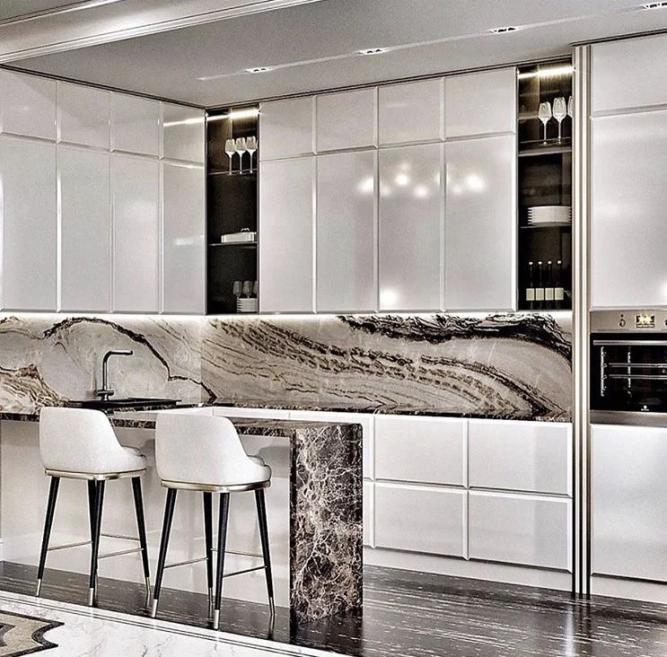2022 New Model Australia Custom White Lacquer Modern Kitchen Cabinets to UK Sweden