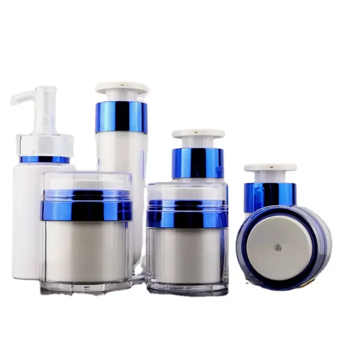 Hot sale New15 30 50 ml  cosmetic silver white bottles face cream acrylic airless pump container jars