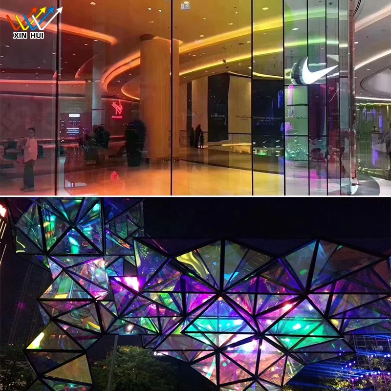 Rainbow Tint Film Sticker Color Change Glass Sun Control Decoration Window Film Reflective Dichroic Iridescent Foil 138cmx30m