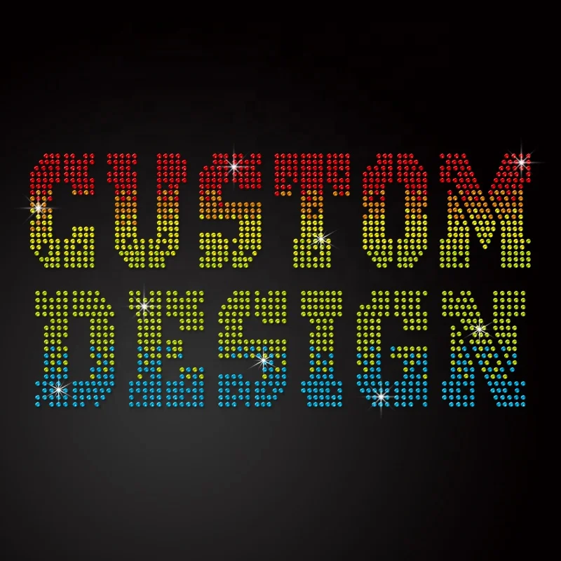 High Quality Bling Hot Fix Rhinestone Heat Transfers Custom Motif Rhinestone Transfer