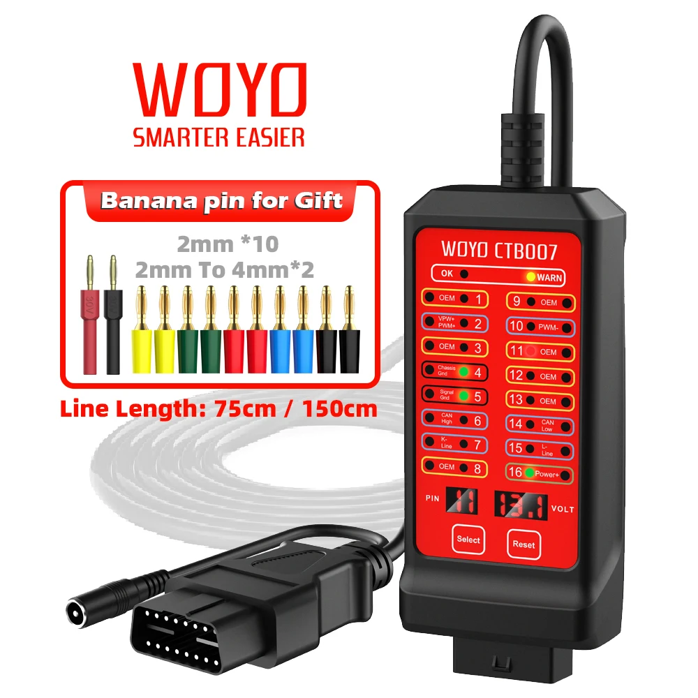 WOYO CTB007 16 Pin CAN Tester Box for OBDII Port Diagnostic Includes a 75cm Cable