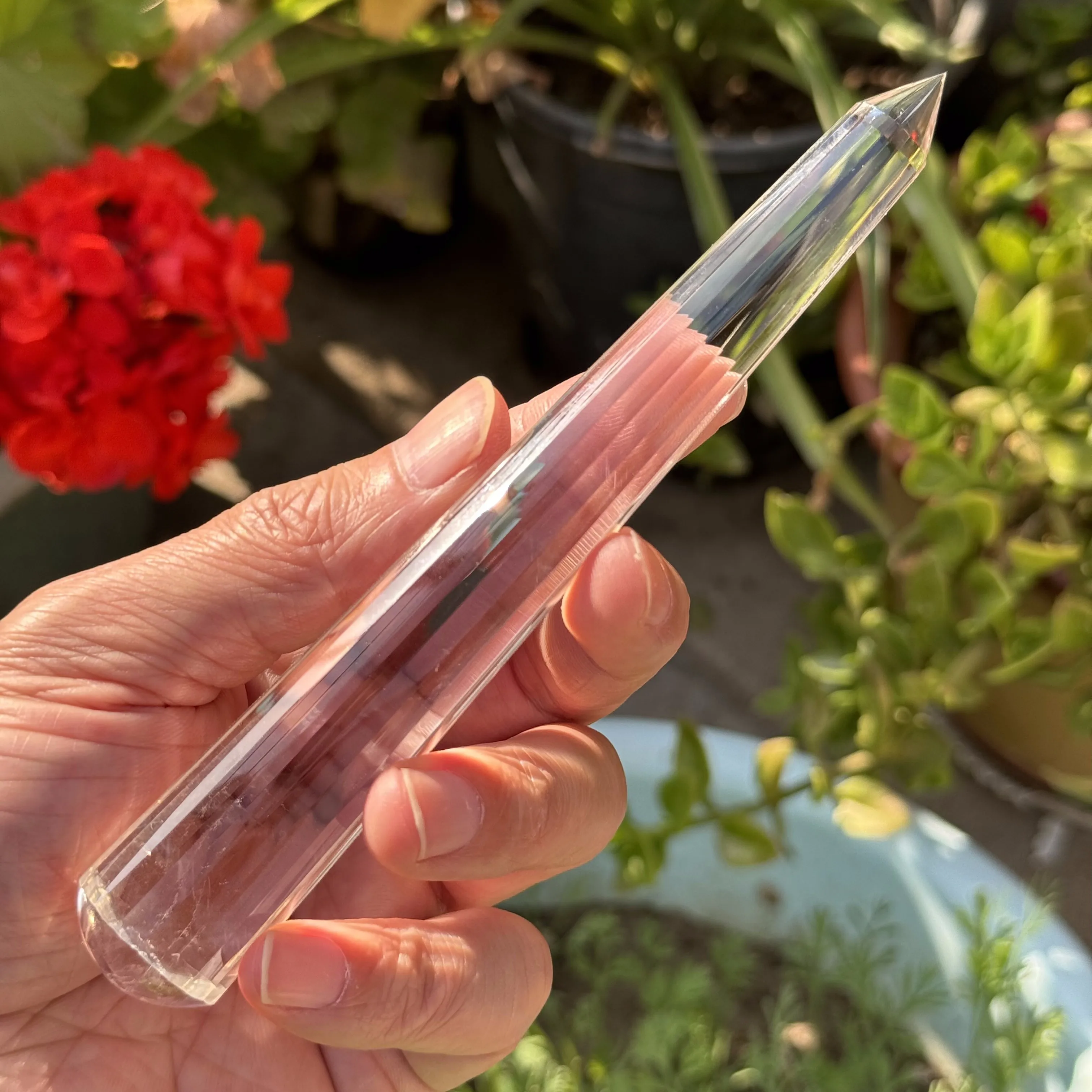 12 Sides Natural Blue Angel Feathers CRYSTAL wand Point VOGEL STYLE Double Terminated for Reiki healing Crystal Vogel
