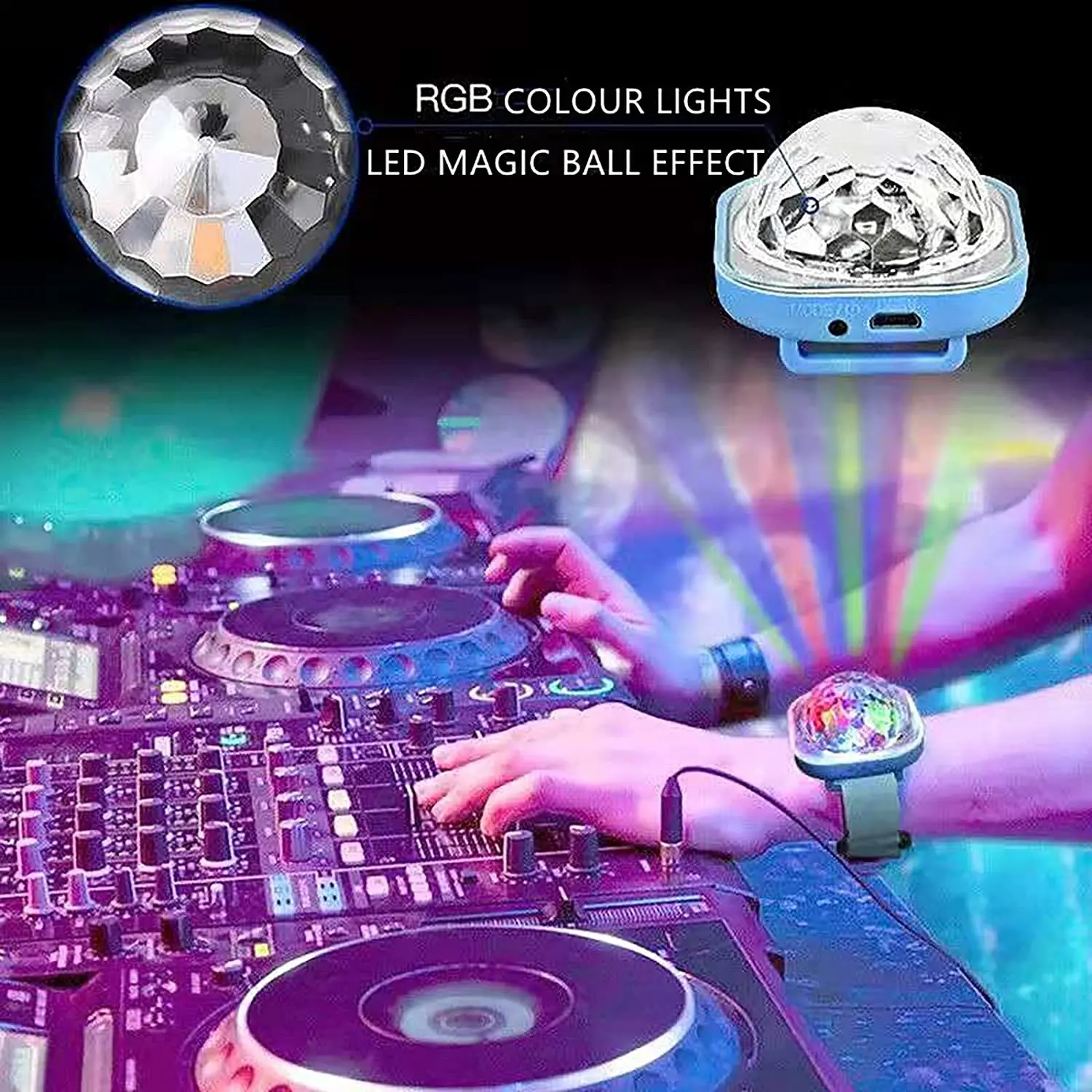 Party Rgb Strobe Lights Music Suitable Suction Cup Disco Lampportable Car Led Light Bulb Rotating Light Disco Bracelet