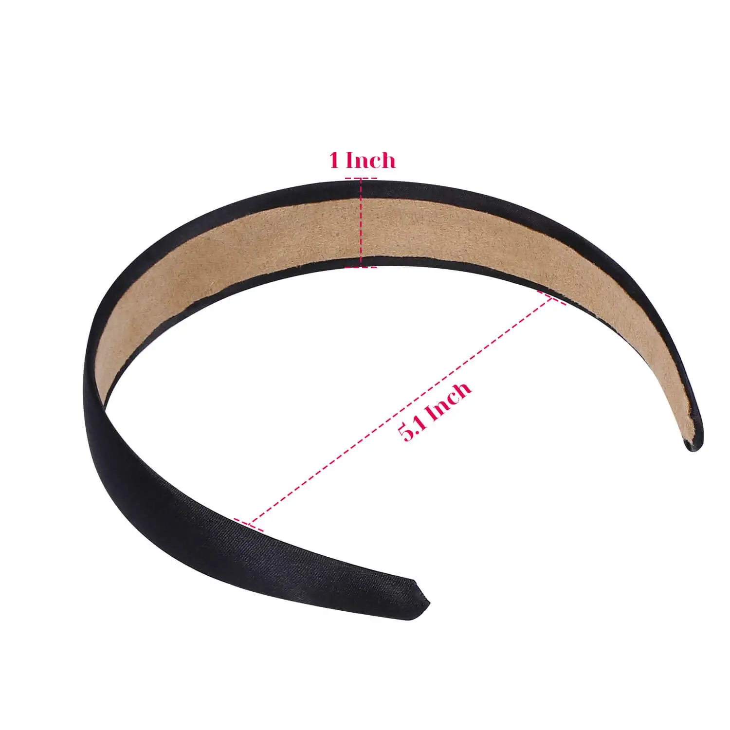 Satin Headbands Bulk 1 Inch Anti-slip Black Ribbon Hair Bands Plain Hard Headbands for Women Girls DIY Craft Hair Accessories