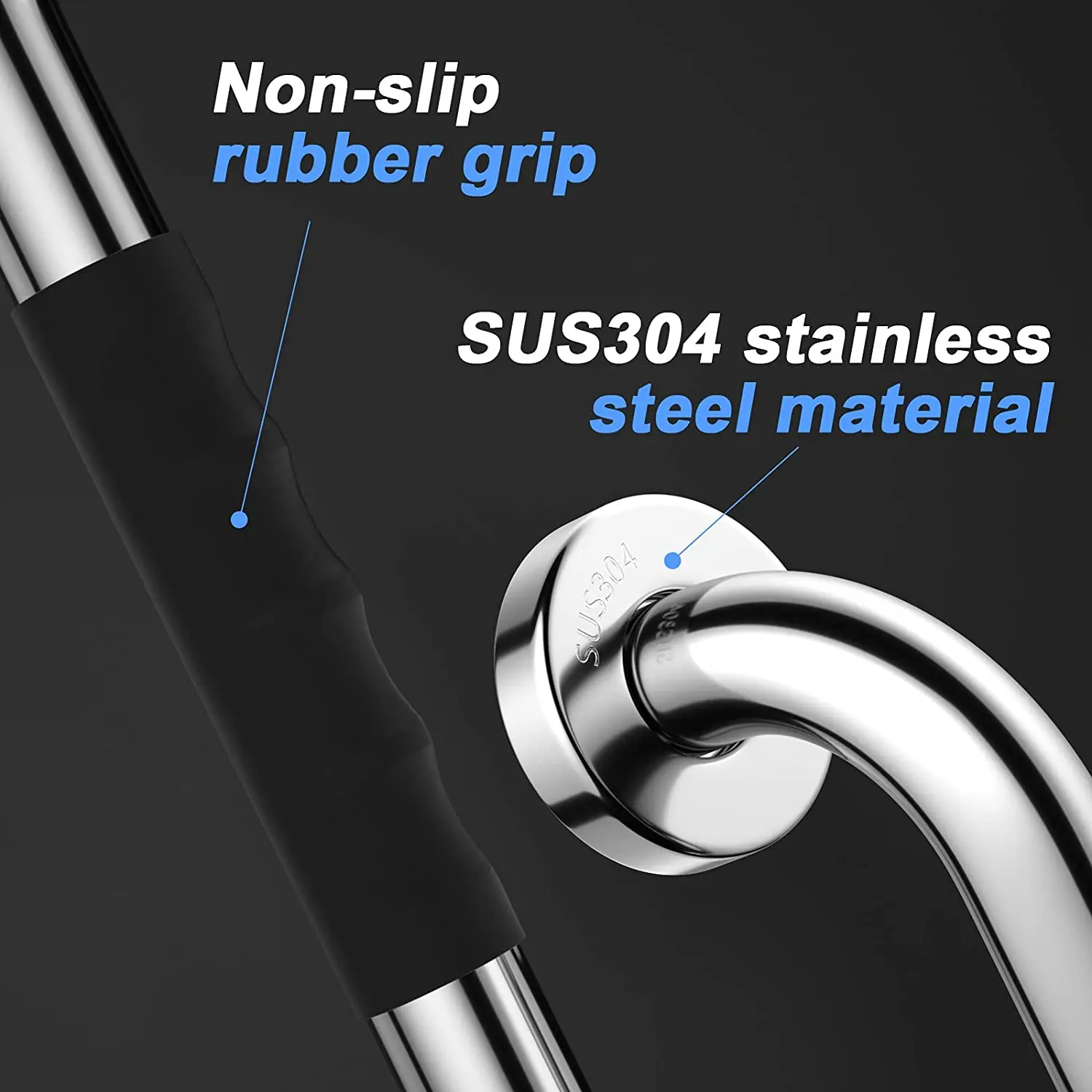 2022 Factory Wholesale Safety Shower Handle 304 Stainless Steel Bathroom Grab Bar