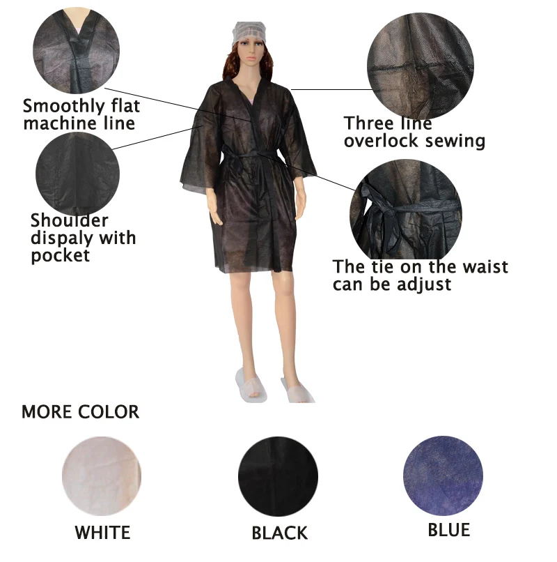 Factory Price Disposable Non-Woven Single Use Spa Dressing Nonwoven Kimono Bathrobe For Massage