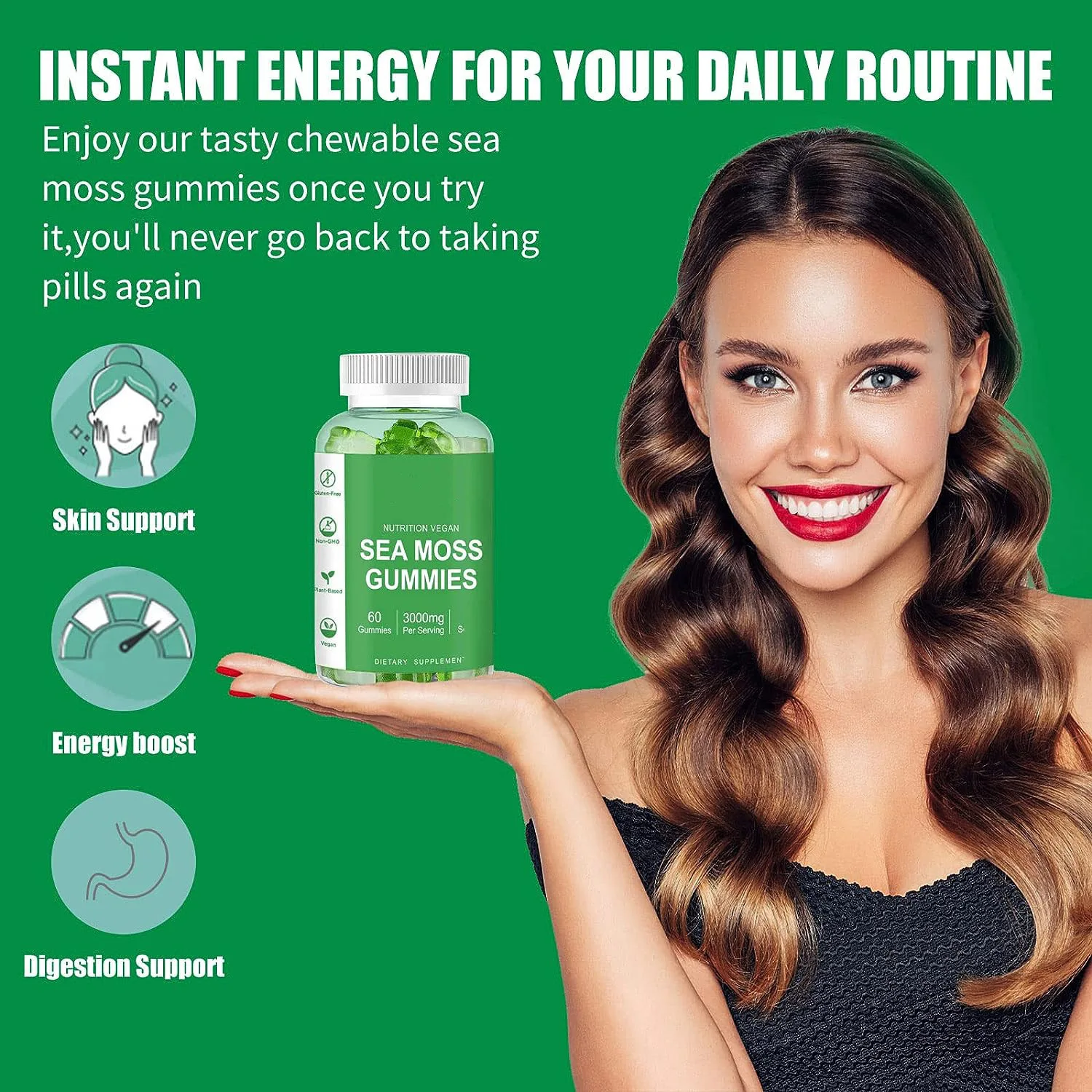 Organic Sea Moss Gummies Vegan Keto Superfoods Immune Boosting Irish Sea Moss gummies Gel Powder Burdock Root Diet Supplements