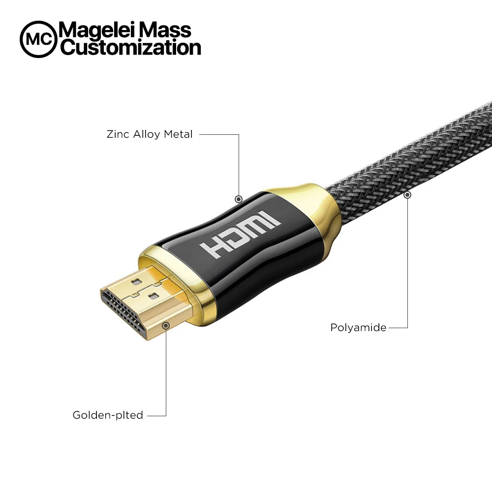 Лидер продаж Amazon позолоченный нейлоновый Кабель HDMI-HDMI для UHD FHD 3D Xbox PS3 PS4 TV 1 м 2 3 5 10 15 4K 60