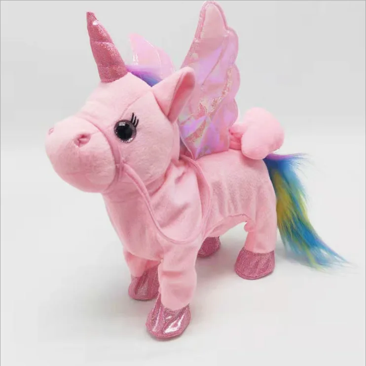 Wholesale Fashion Design Walking Electric Plush Toy Unicorn Can Sing Horse Called Lead Rope Pegasus Doll Tamagotchi Horse Toy