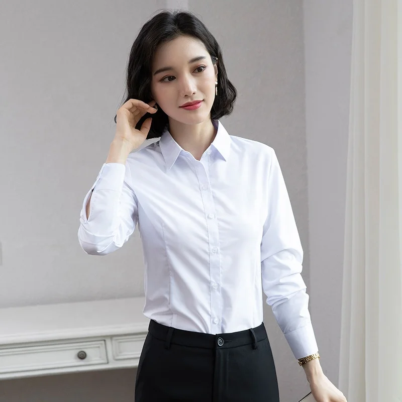 Professional Shirt Long Sleeve New High-end Formal Shirt Slim Fit Anti-wrinkle Temperament Interview Work Clothes for Women