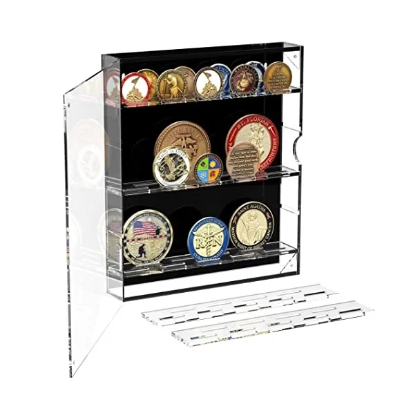 Clear Dust-proof Acrylic medal collection display stand transparent coin display case acrylic coin display cabinet