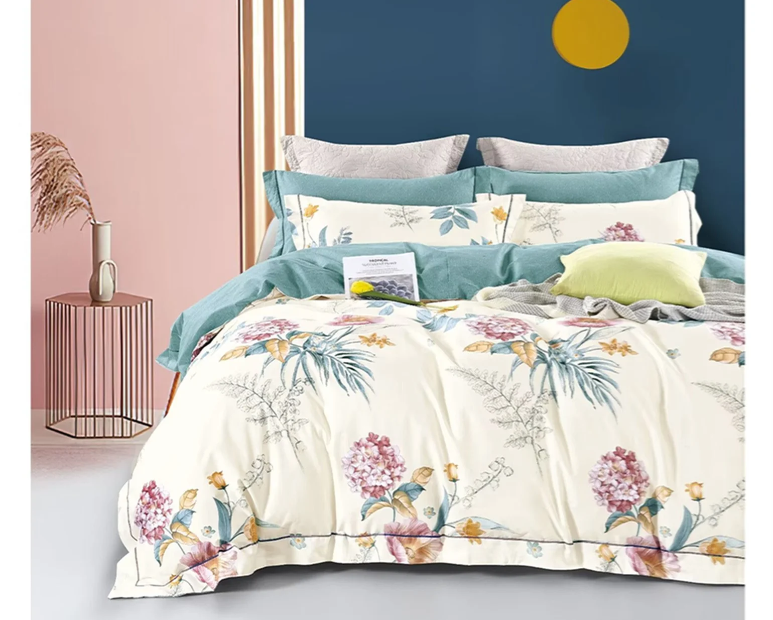 Floral Duvet Comforter Cover Bedding Set King Size-cotton Print Lightweight Elegant Aesthetic Microfiber Bedcovern Resistant