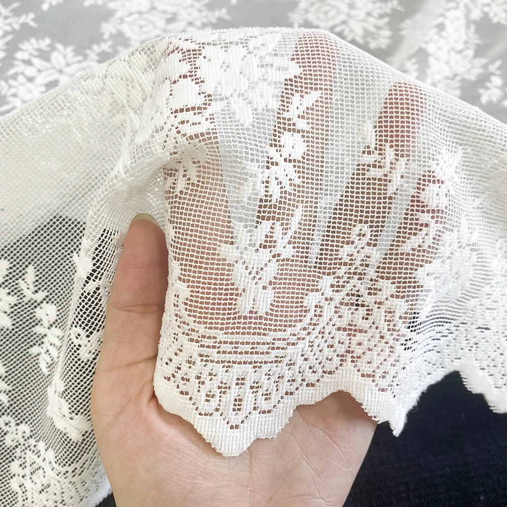 Factory wholesale customization bedroom living room flower pattern polyester jacquard sheer curtains fabric rolls