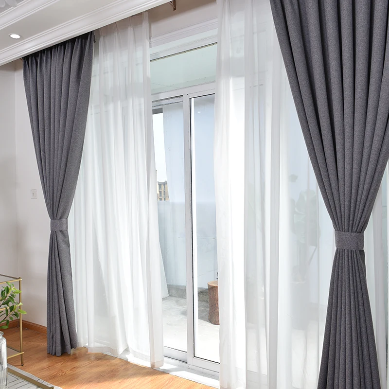 Innermor Blackout Curtains for Living room Modern Drapes Faux Linen Korean Style Window Curtain for Bedroom Customized
