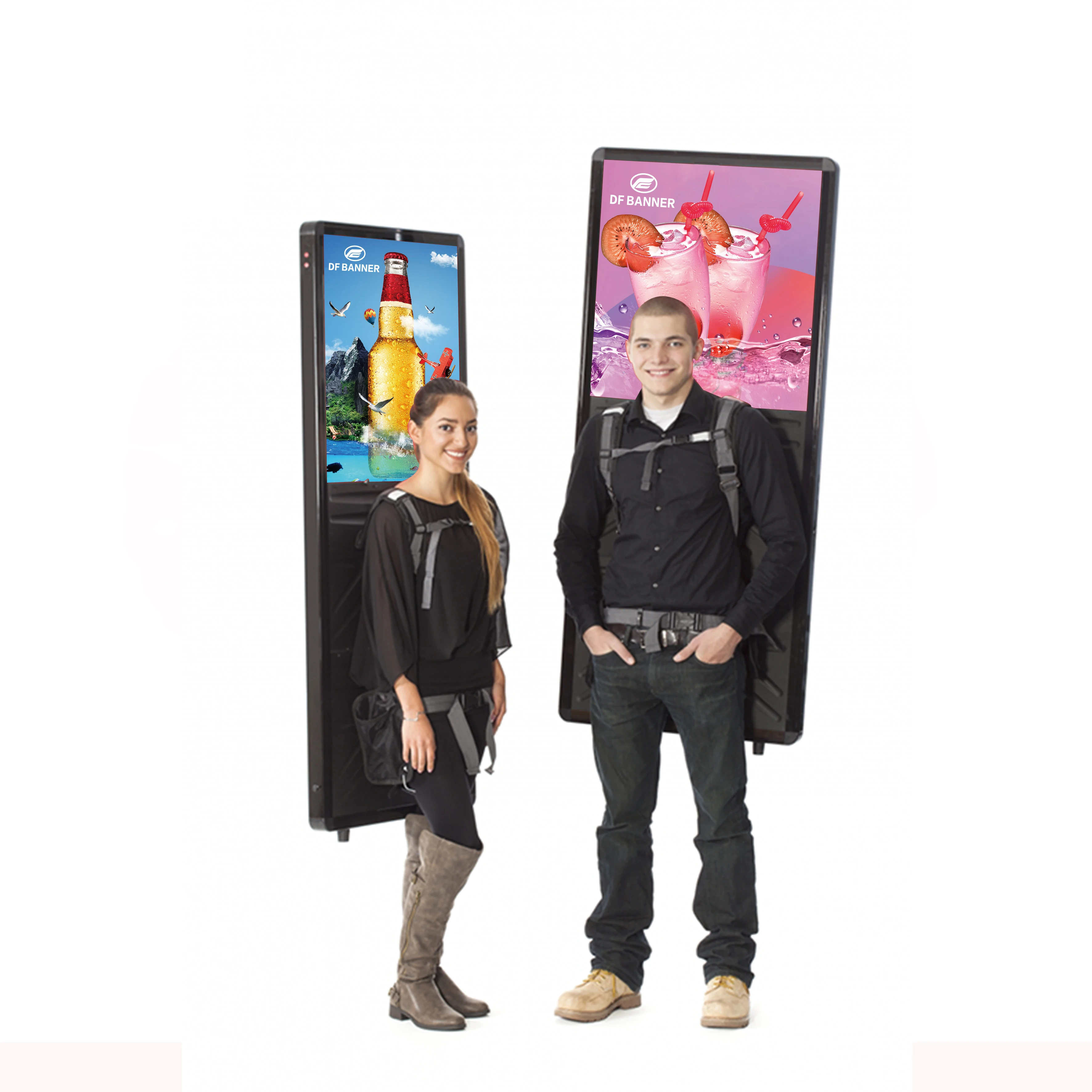 New Outdoor Waterproof Multifunction Backpack With LCD Display Aluminium Billboard for Walking Advertising