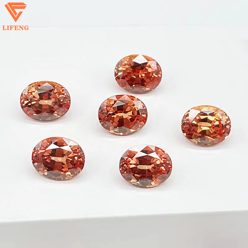 Factory Direct Selling Wholesale High Quality Loose Gemstone Manufacturer Synthetic Orange Corundum Gems Oval Padparadsha #55