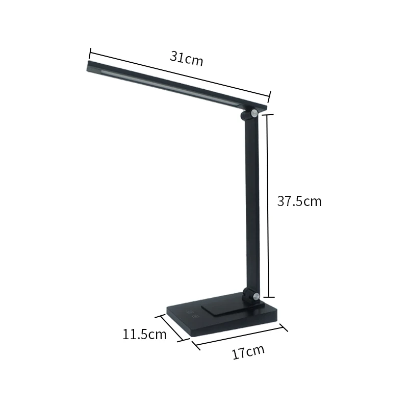 Rotary Modern LED Desk Lamp Night Study Light USB Charging Port Wireless Charger Multifunctional Touch Dimming DC Power Supply