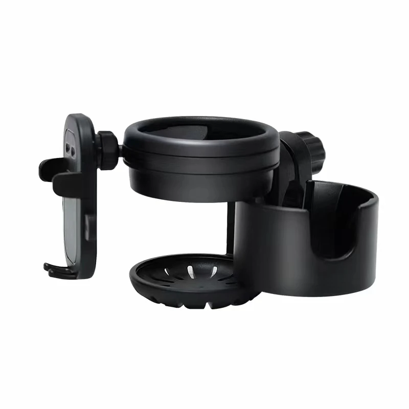 Baby Stroller 360 Degree Rotation 3 In 1 Cup Holder With Phone Holder ABS Material Suitable For Bicycles Motorcycles Wheelchairs