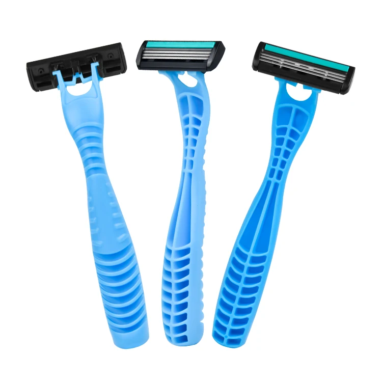 HW-B361DL disposable daily use plastic handle fast consumer hotel fast delivery Opp bag blister hang pack 3 triple blade razor