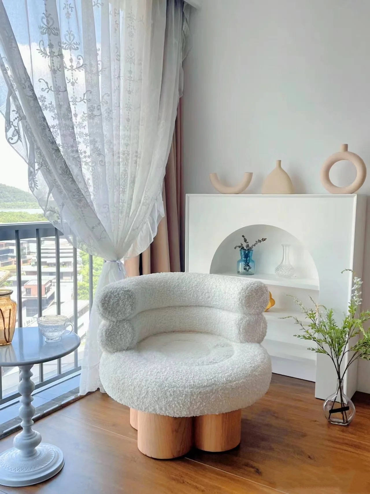 Factory Sales Home Furniture Nordic Sofa Chair Living Room Sofa Chair Leisure Teddy Fabric Couch Chairs