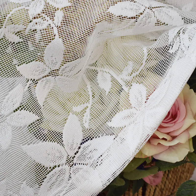 Innermor Delicate Modern Embroidered flower design tulle lace Floral Thread Rod Color Best Kitchen Sheer Curtains