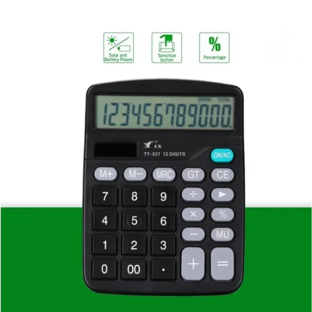 Factory cheap price customize 12 digits 837 dual powered desktop office commercial accounting electronic financial calculator