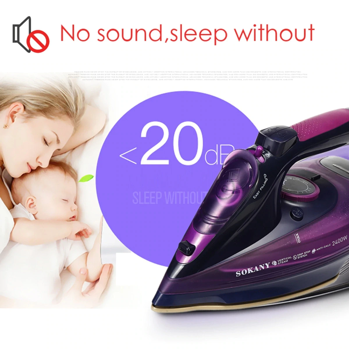 Sokany 2085 Powerful Speed Adjustable Iron Cordless Electric Steam Ironing System