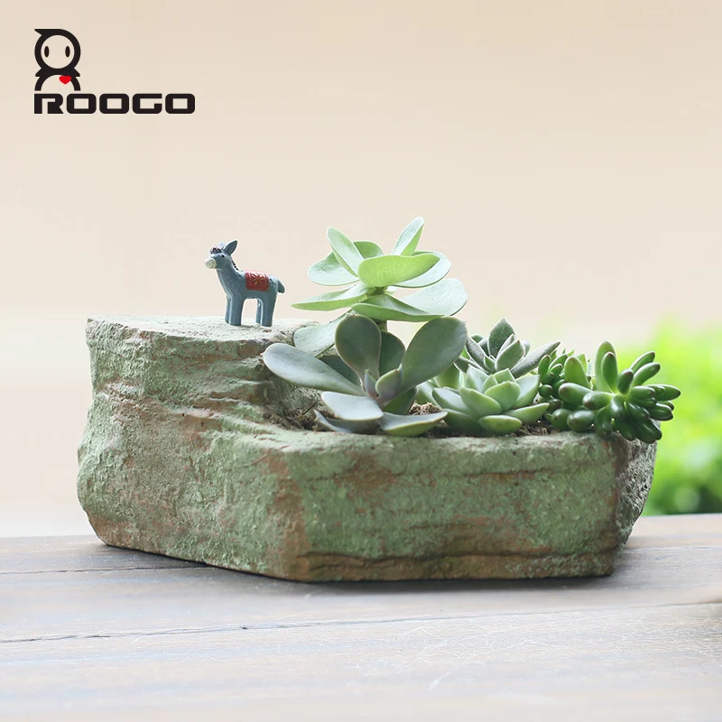 Roogo дома смолы товары ручной работы натуральный декоративный сад смолы камень форма плантатор, манзанитовое дерево цветочный горшок