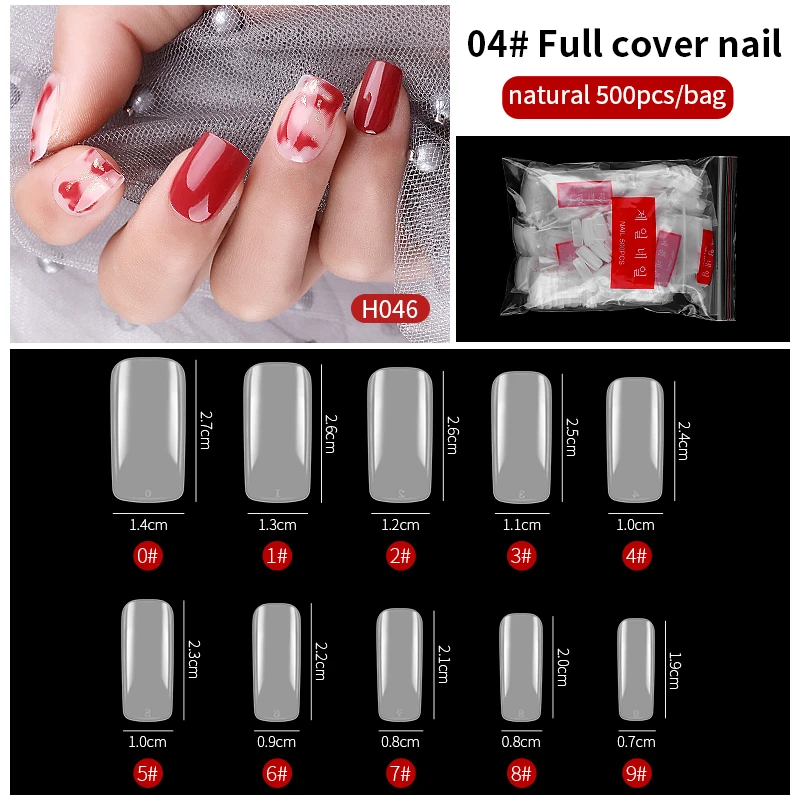 18 Models Long Short Half Cover Full Toenails Nail 500pcs/bag False Tips Extension Tools Press on Nails