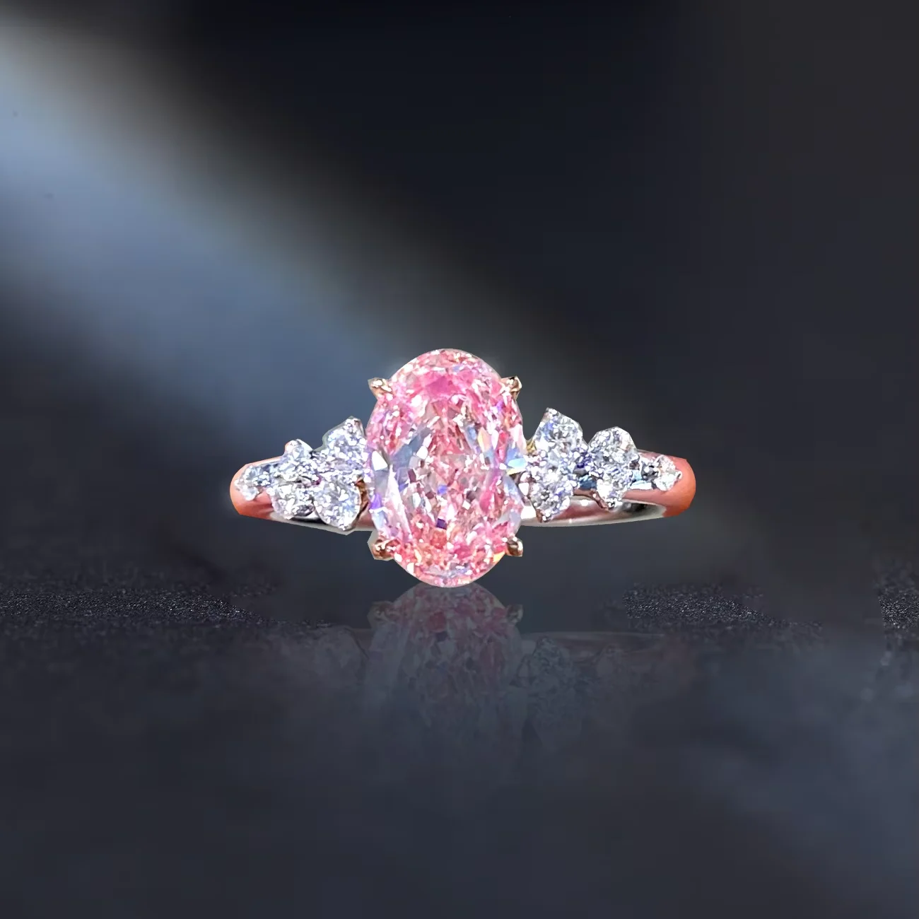 Beauty value pink Lab-grown diamond, VS2,Fancy Light Pink, Oval Cut ring, engagement ring, classic setting