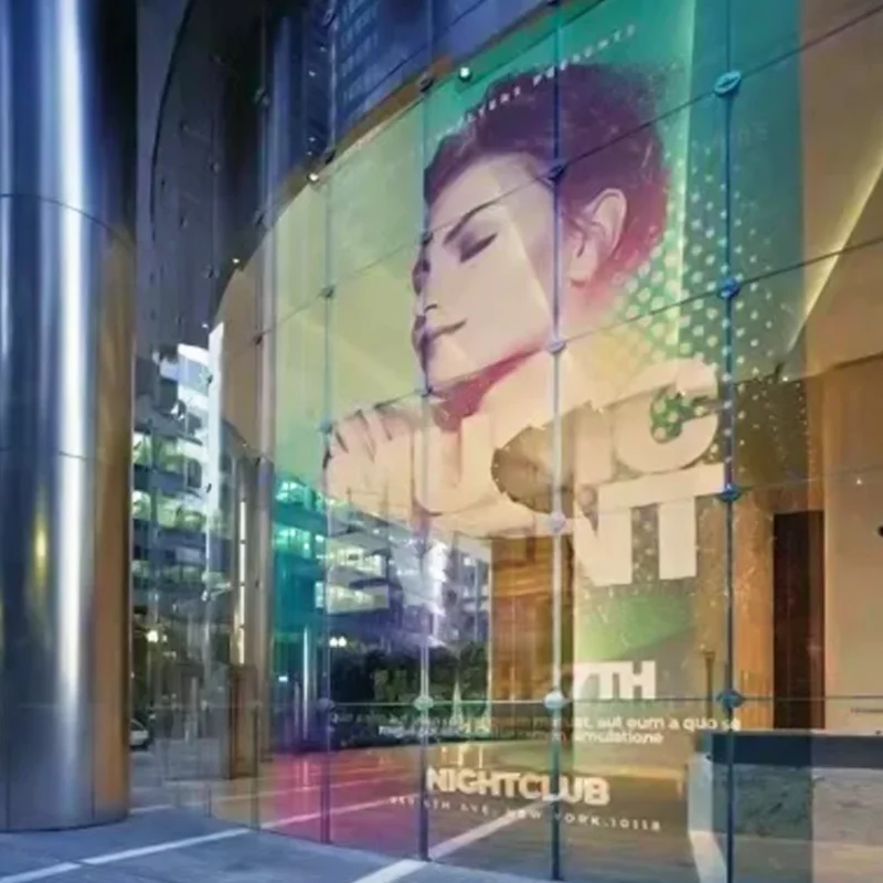 Indoor Glass Window transparent LED film display P3.91 mall Bar Glass Led Transparent panel Display Screen