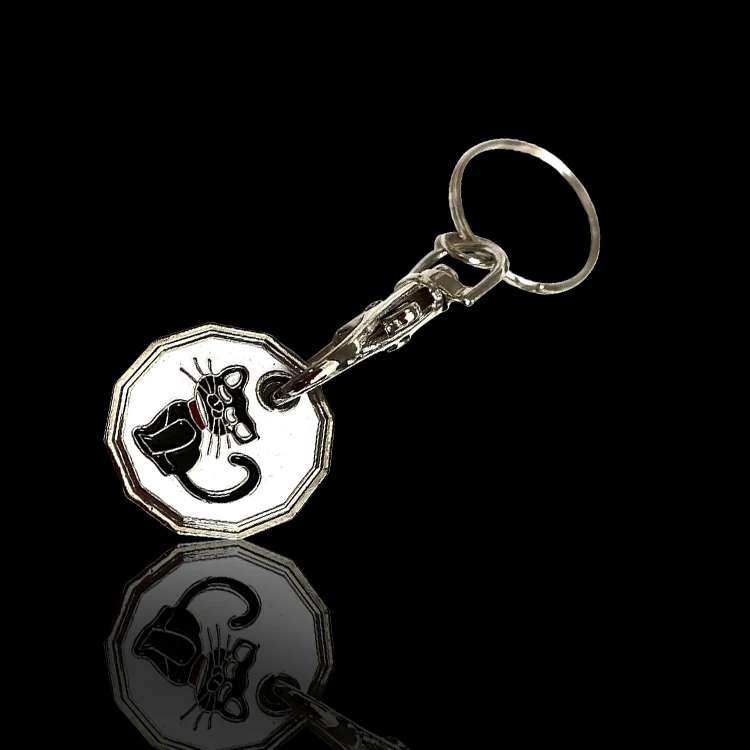 Customized logo shopping cart coin key chain quarter and loonie trolley cart token coin keyring