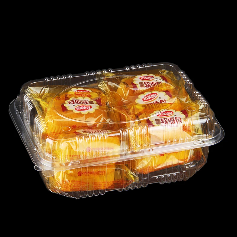 Recyclable  Fruit Boxes Embossed Plastic Packaging for Food Storage-Sushi Salad Cookies Candies Cakes