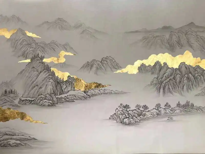 ROYI ART Chinoiserie hand painted wallpaper and embroidered silk wallpaper