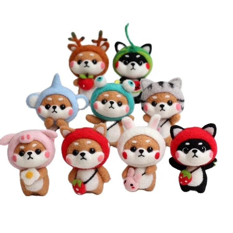 Wool Felting Supplies DIY Art Craft Cartoon Cat Plush Doll Cat Plush Stuffed Animals DIY Needle Felting Kit