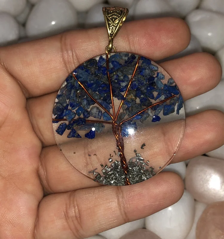 Кулон с деревом жизни из лазурита, оргона, оптом, исцеляющий оргонит, чакра, каменная подвеска