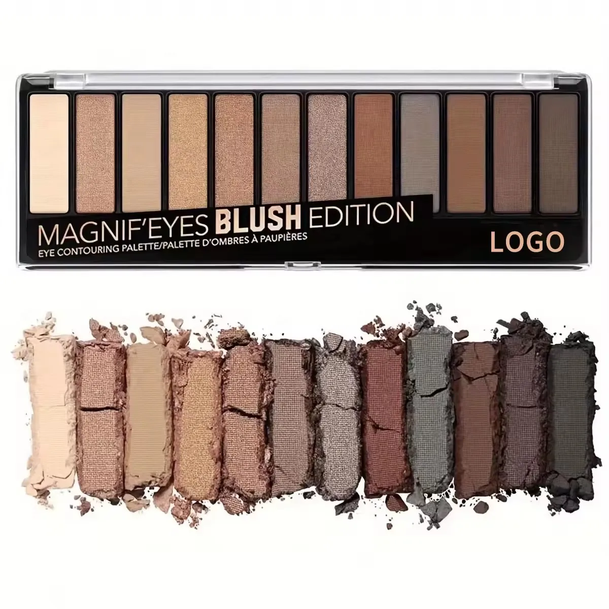 Private Label Wholesale 12 Colors Square Nude Eye Shadow Lasting Matte Eye Shadow Palette Vegan Makeup Glitter Eyeshadow Palette