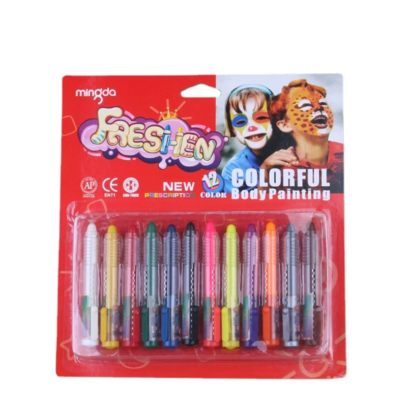 12 Colors Safe Kids Art Halloween Party Makeup Fancy Dress Beauty Crayon Face Colorful Body Painting