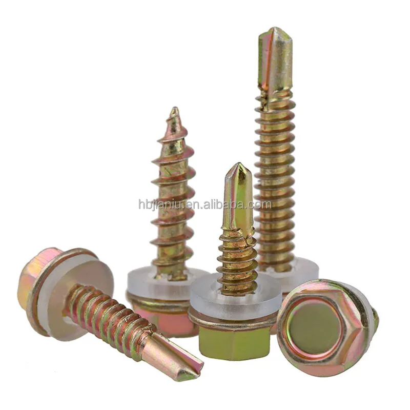 Hexagonal Head Drill Point Screw White Zinc Pated Self