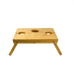 Bamboo Event Table Low Simple Setup Short Picnic Tables Compact Mini Wood Folding Wine and Champagne Holder for 2 Person