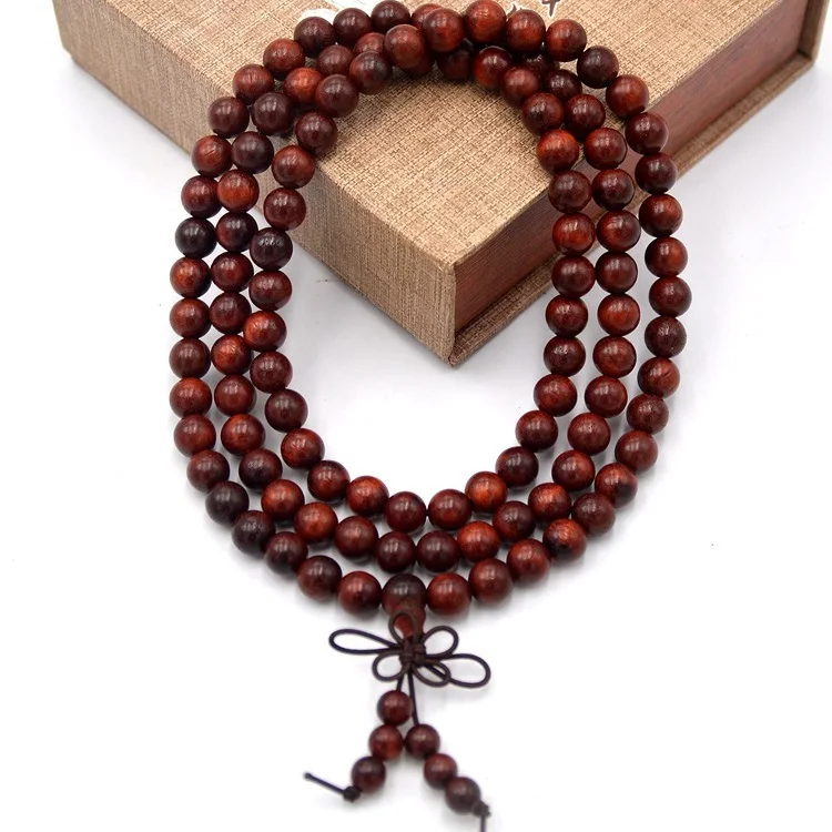 Wholesale Unisex 108 Natural Wood Beads Bracelet 6MM 8MM Rosewood Wenge Chicken-Wing Wood Prayer Rosary Meditation Mala Necklace