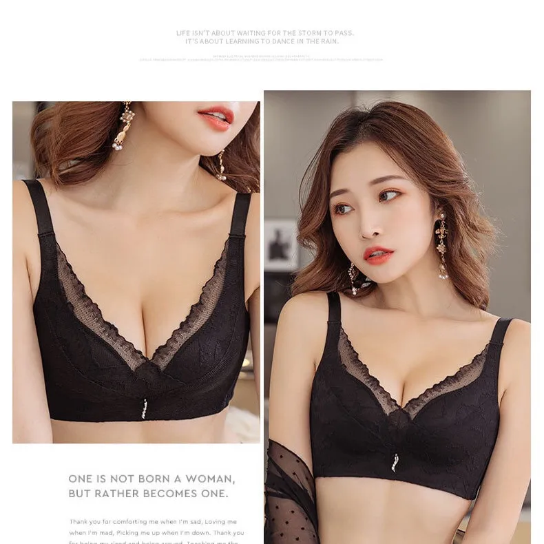 Fashion Ledis Bra Soft Cup Wireless Bra Women Plus Size Sexy Crop Top Lace Bralette Ladies Bra with Lace in Front