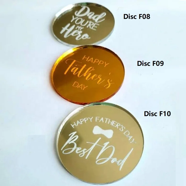 Fathers day disc mini acrylic cupcake topper for cake decoration