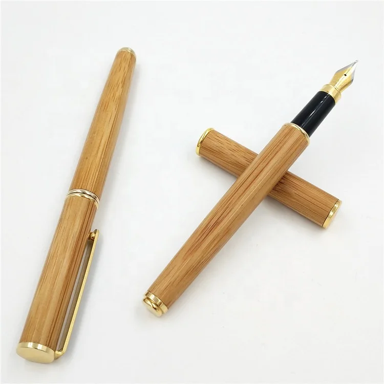 
Grade A Quality Luxury Laser Engraving Logo Promotional Gifts Natural Bamboo Wood Wooden Fountain Pen 