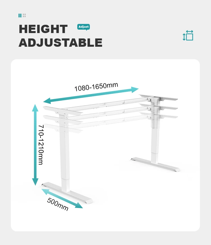 OEM customization electric height adjustable desk frame with 2 electric lifting column